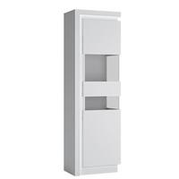 Vitrine Lyon - Weiß Hochglanz/Schwarz, Trend, Glas/Holzwerkstoff (59,7/198/42cm) - Hom`in