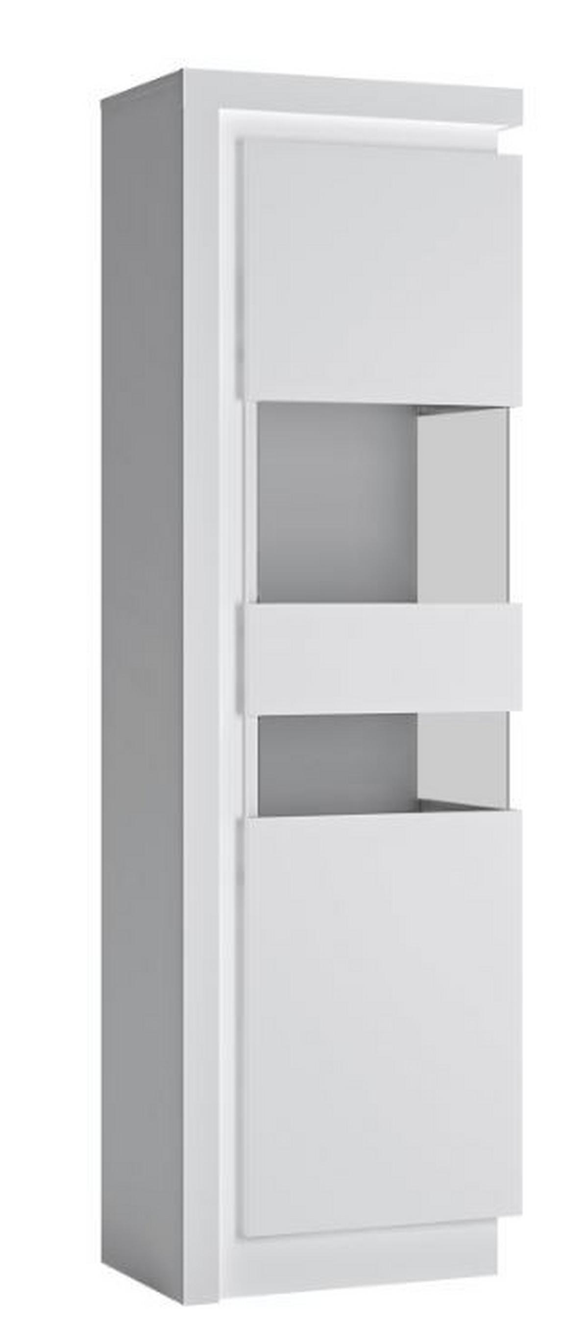 Vitrine Lyon - Weiß Hochglanz/Schwarz, Trend, Glas/Holzwerkstoff (59,7/198/42cm) - Hom`in