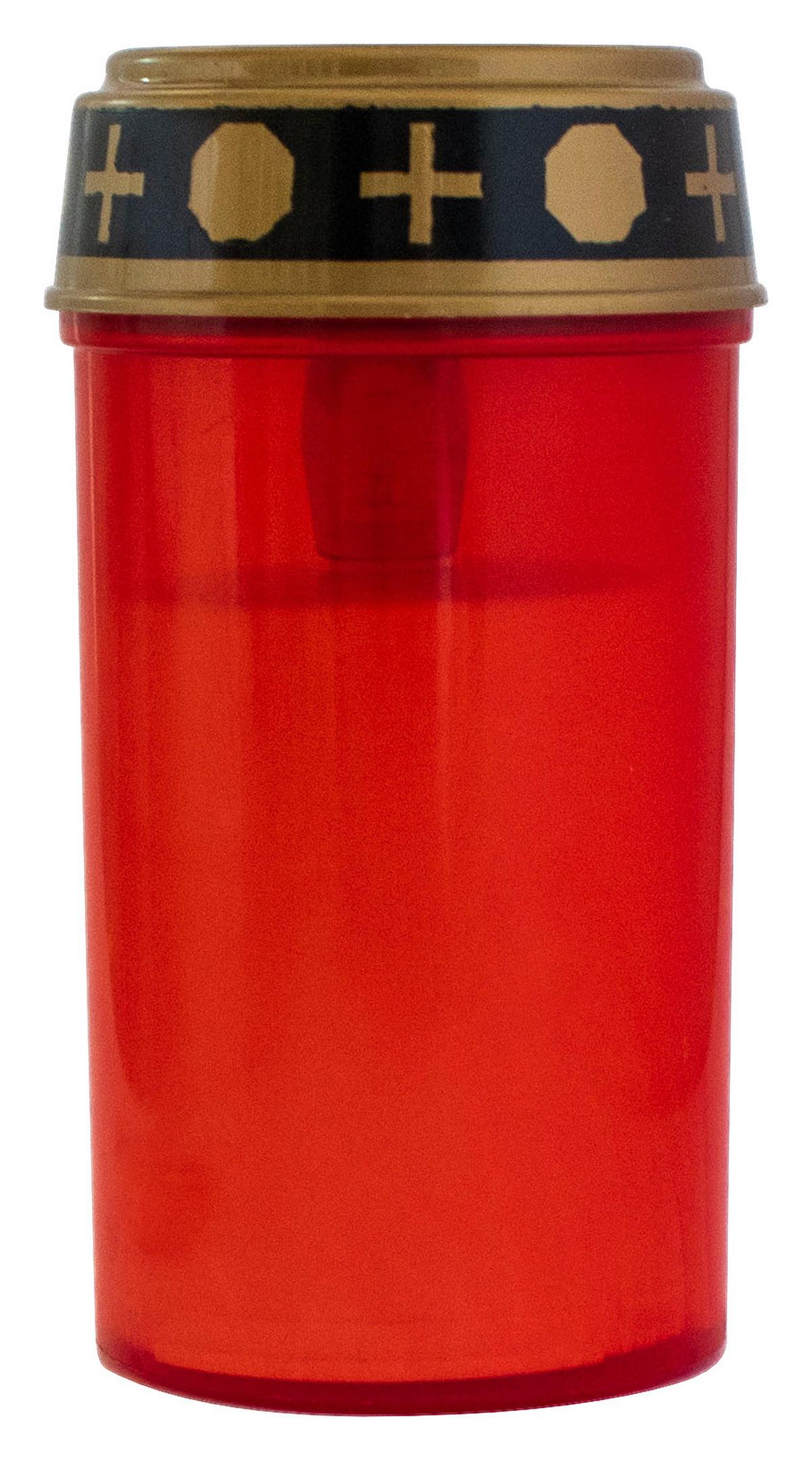 Grablicht Gideon - Rot/Weiß, KONVENTIONELL, Kunststoff/Metall (7,3/13,4cm) - Ondega