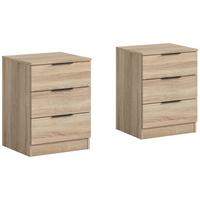 Nachtkästchenset Kopenhagen Sonoma Eiche, B: 45 Cm - Schwarz/Sonoma Eiche, MODERN, Holzwerkstoff (45/60/40cm) - MID.YOU