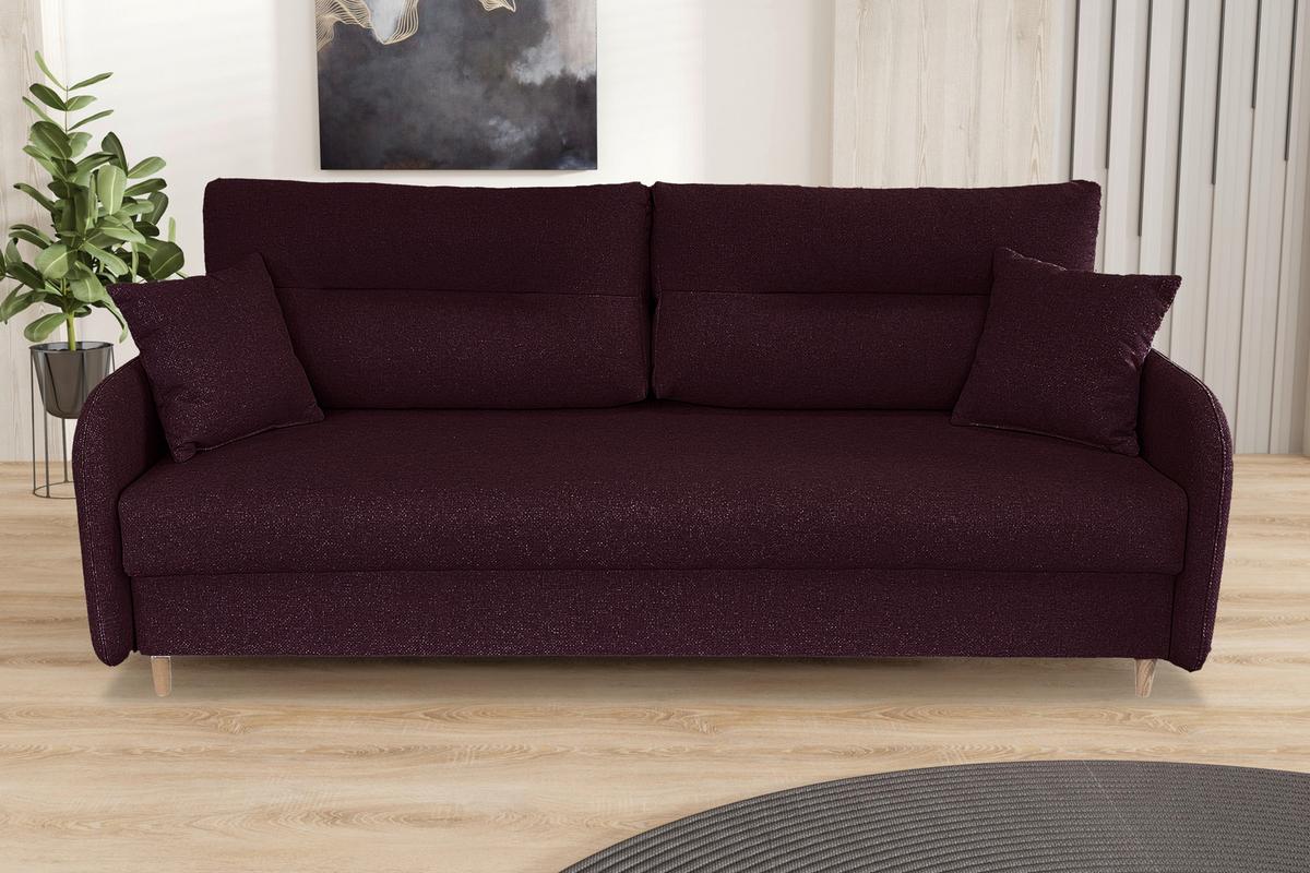 Schlafsofa Mit Bettkasten Vero Aubergine B: 206 Cm - Aubergine/Schwarz, Design, Textil (206/88/93cm) - MID.YOU