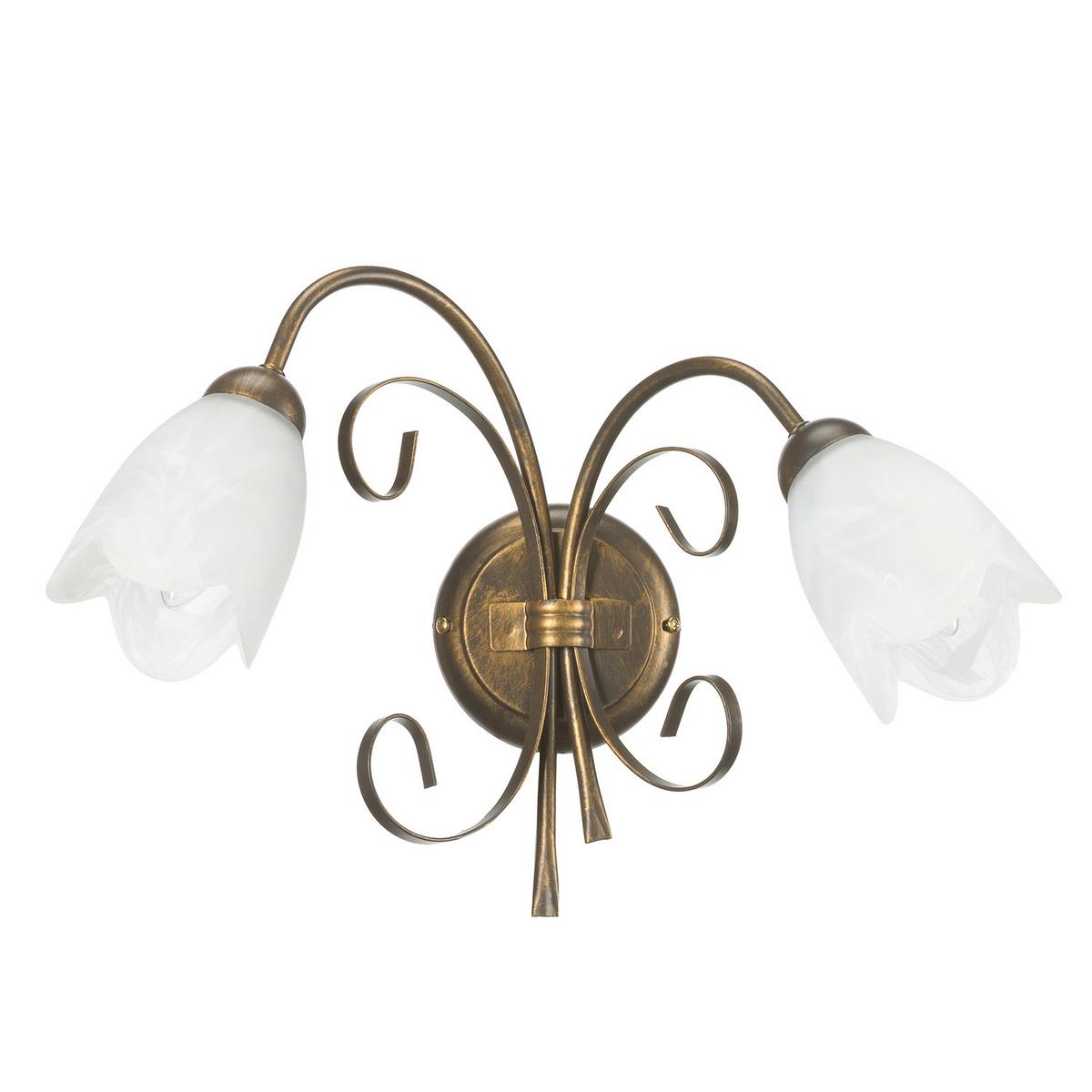 Wandleuchte Odino Cognac L: 45 cm - Cognac, KONVENTIONELL, Glas/Metall (45/30/23cm)