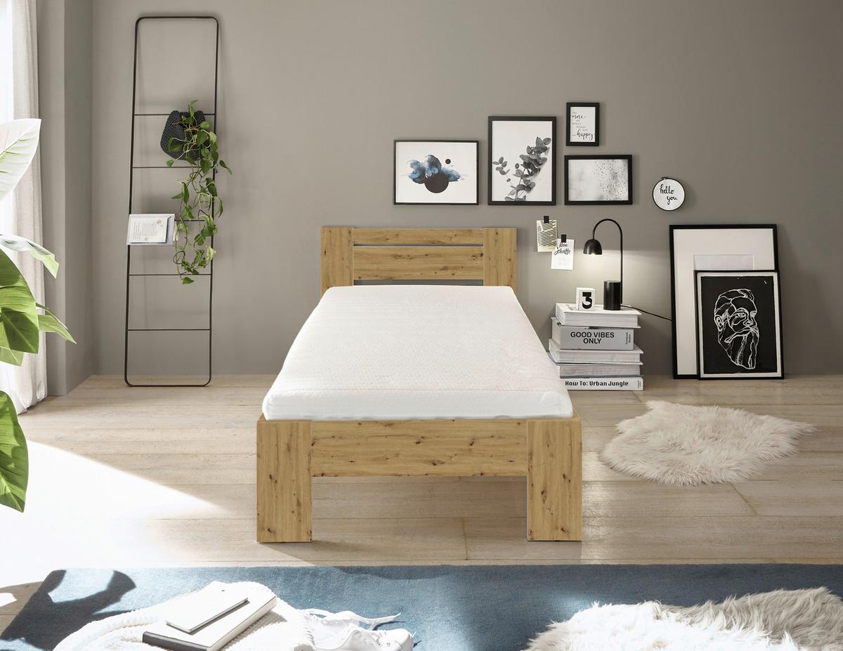 Bett Cannes 90 Eiche Artisan Dekor 90x200 - Eiche Artisan, KONVENTIONELL, Holzwerkstoff (90/200cm) - Ondega