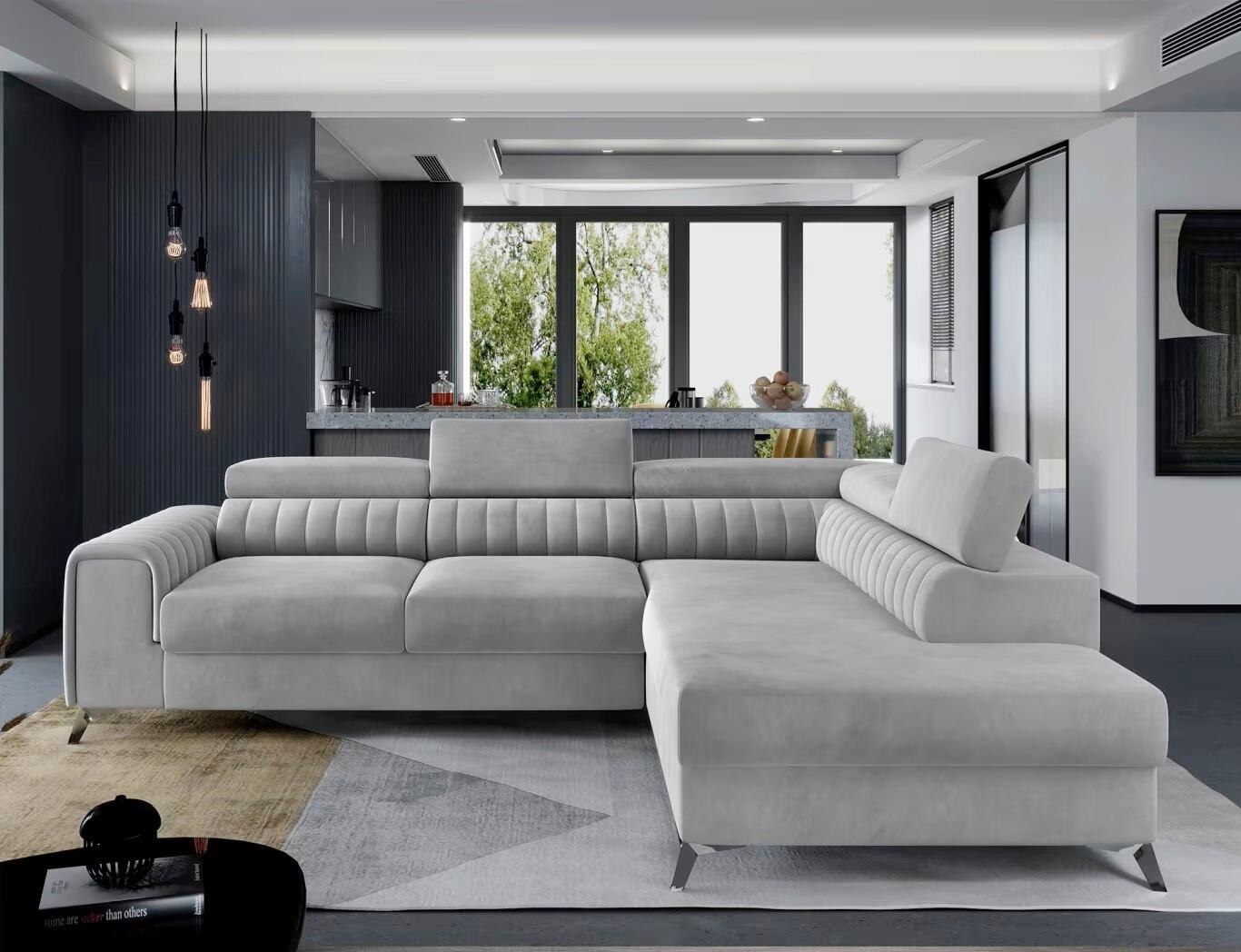 Ecksofa Lauernce Hellgrau S: 278x205cm - Silberfarben/Hellgrau, Design, Textil (278/205cm) - MID.YOU