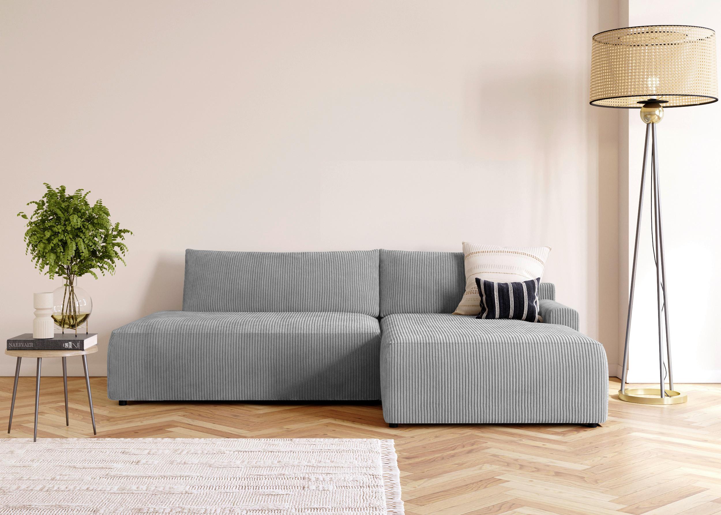 Eckschlafsofa Prag, Grau S: 253x167 cm - Schwarz/Grau, MODERN, Textil (253/167cm) - Trendmanufaktur