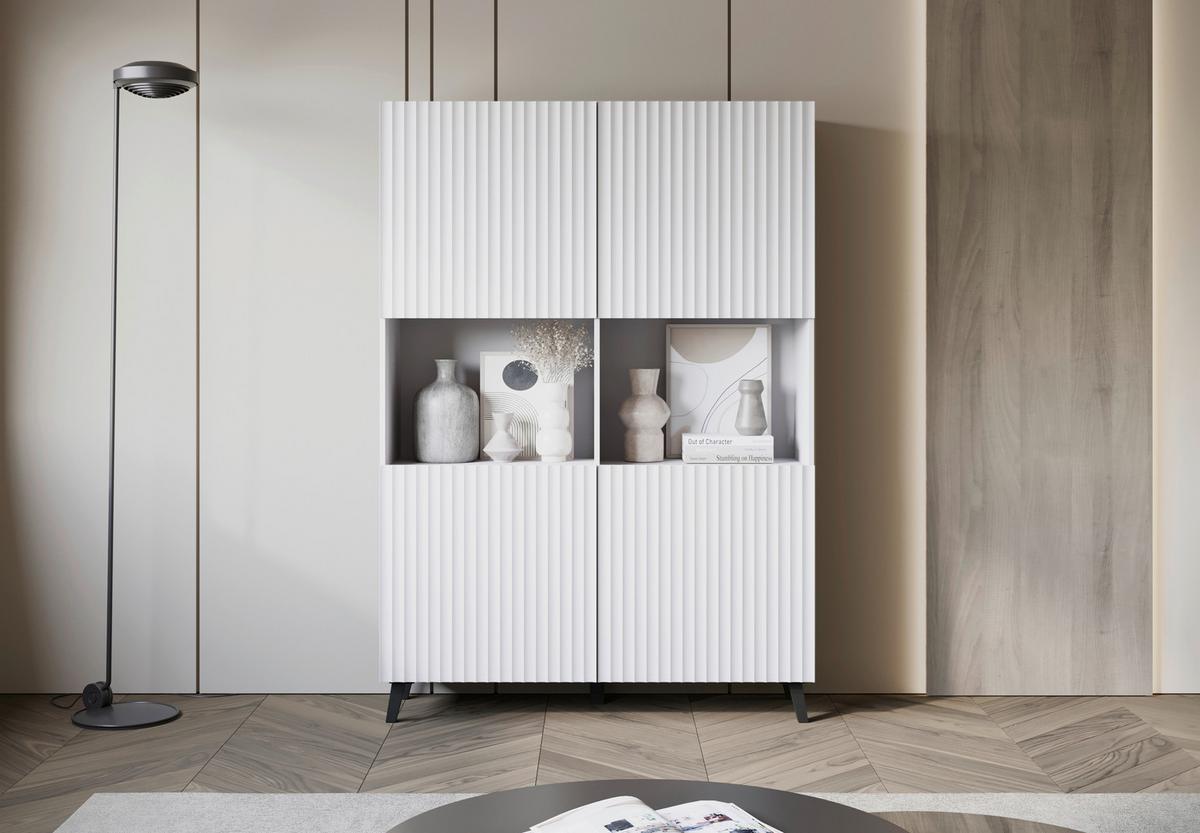 Vysoká komoda PHUKET š: 120 cm - čierna/biela, Design, kompozitné drevo (120/172/39cm) - Livetastic