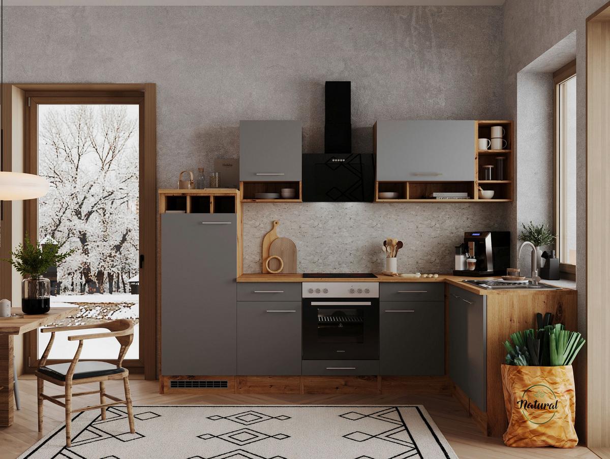 Eckküche Hilde Wildeiche - Wildeiche/Grau, Basics, Holzwerkstoff (280/172cm) - Respekta