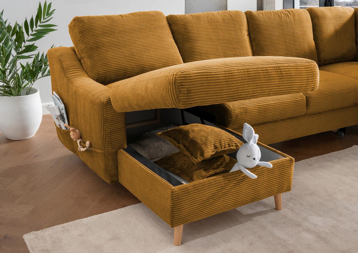 Wohnlandschaft Valentina - Goldfarben/Naturfarben, KONVENTIONELL, Textil (150/301/200cm) - P & B