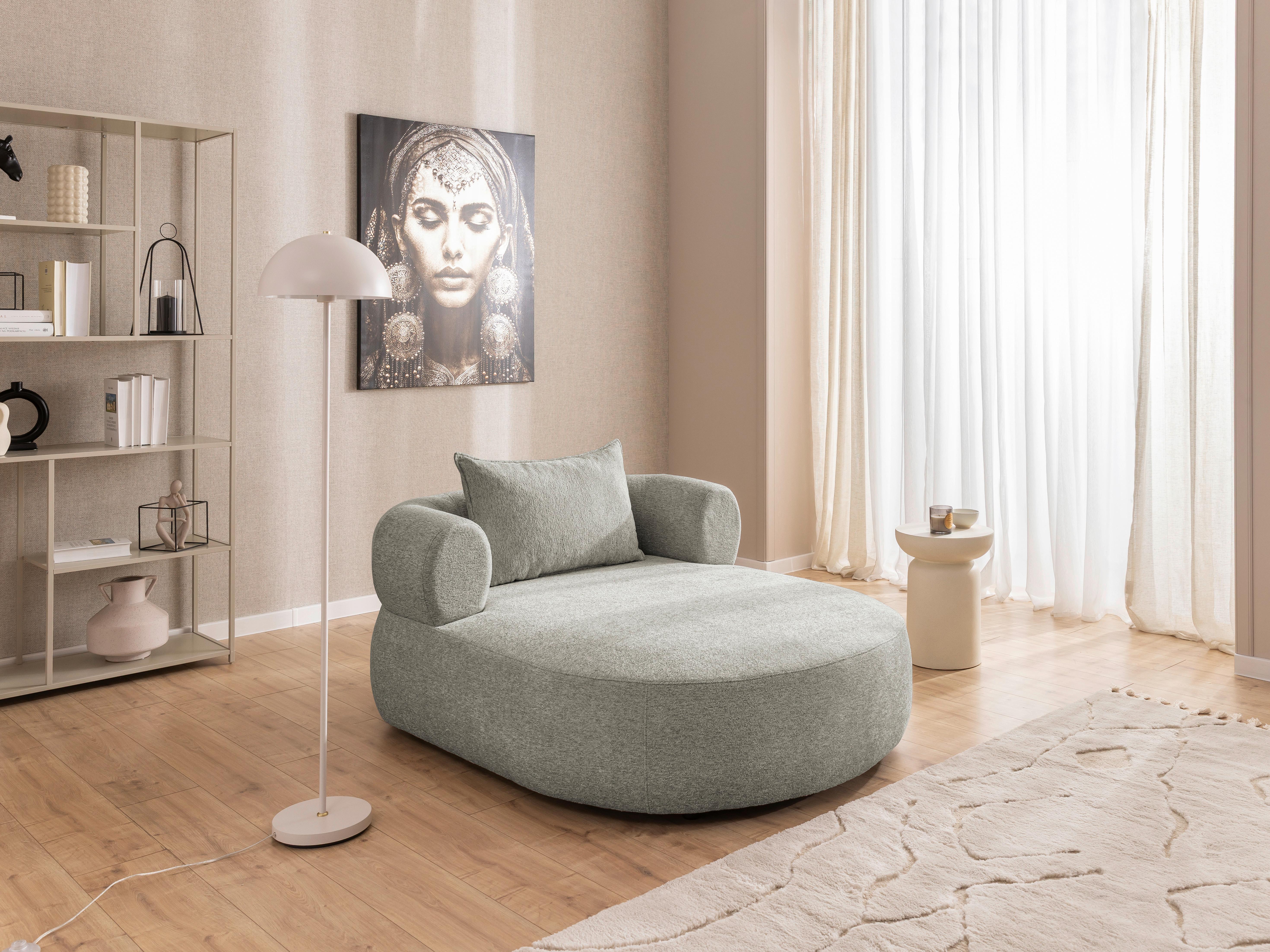 XXL-Sessel Ferro Hellgrau B: 122 cm - Hellgrau/Schwarz, Design, Textil (122/76/156cm) - Livetastic