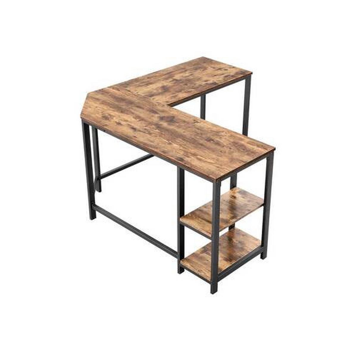 Rohový písací stôl IRON - hnedá/čierna, Basics, kov/kompozitné drevo (138/138/76cm) - Boxxx