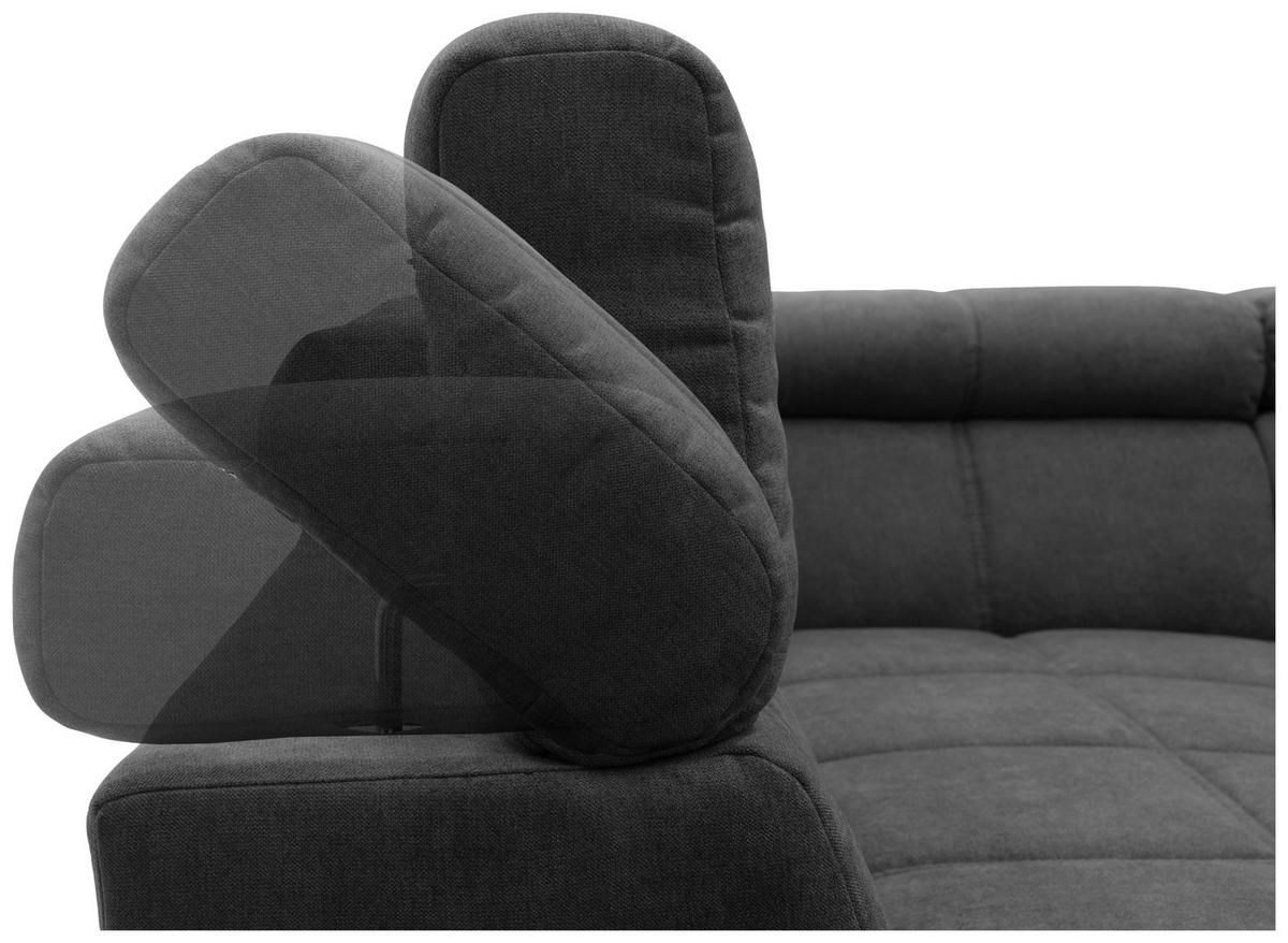 Wohnlandschaft Brandon Dunkelgrau Mikrofaser - Dunkelgrau/Schwarz, Design, Textil (228/359/175cm) - MID.YOU