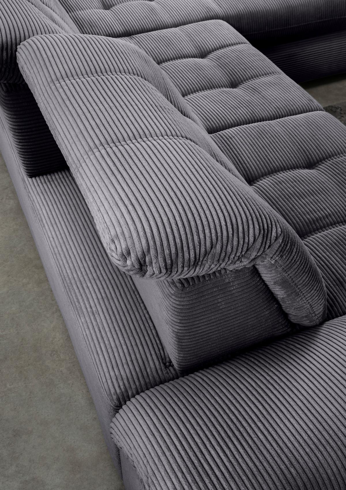 Eckschlafsofa Delphino, Grau S: 273x189 cm - Schwarz/Grau, MODERN, Textil (273/189cm) - Livetastic
