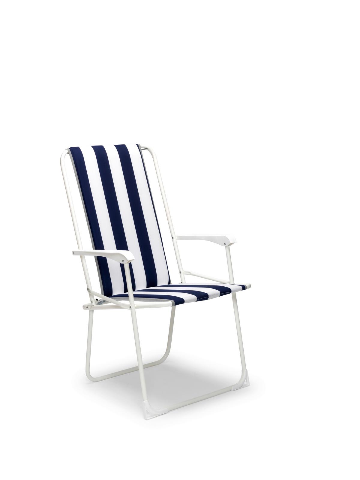 Klappstuhl Chiemsee – Klappstuhl - Blau/Weiß, Basics, Textil/Metall (56/93/53cm)