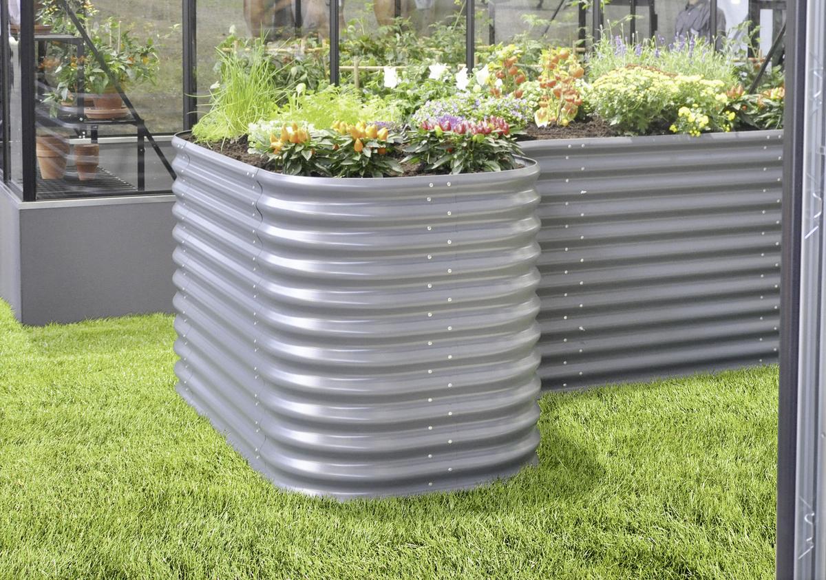 Hochbeet-Erweiterung Vita 80x85,8x80 Anthrazit mit Kurve - Anthrazit, Basics, Metall (80/85,8/80cm)