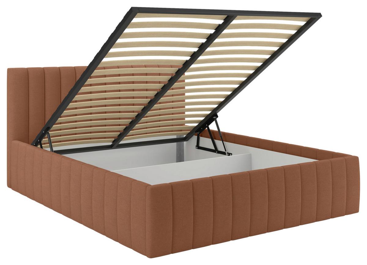 Čalúnená posteľ ORINOCO PL: 160/200 cm, hrdzavá - čierna/hrdzavá, Modern, kov/drevo (160/200cm) - Mömax