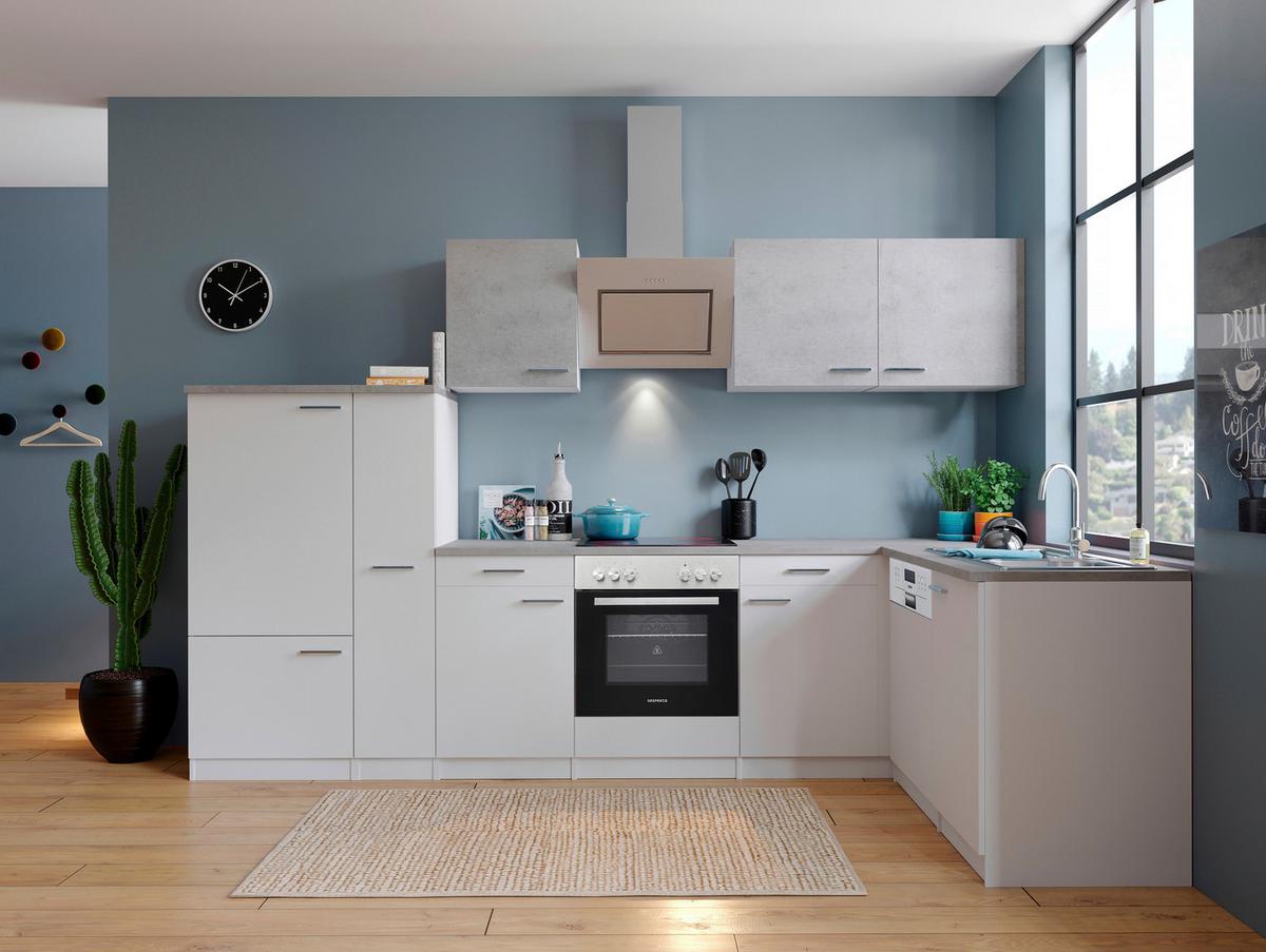 Eckküche Malia L-Küchenblock 310 cm - Graphitfarben/Weiß, Basics, Holzwerkstoff (310/172cm) - Respekta