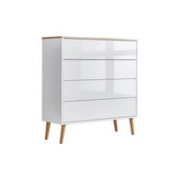 Kommode 79 cm Mailand Typ 3 + Hf, Weiß - Eichefarben/Weiß Hochglanz, MODERN, Holzwerkstoff (79/86/33cm) - MID.YOU
