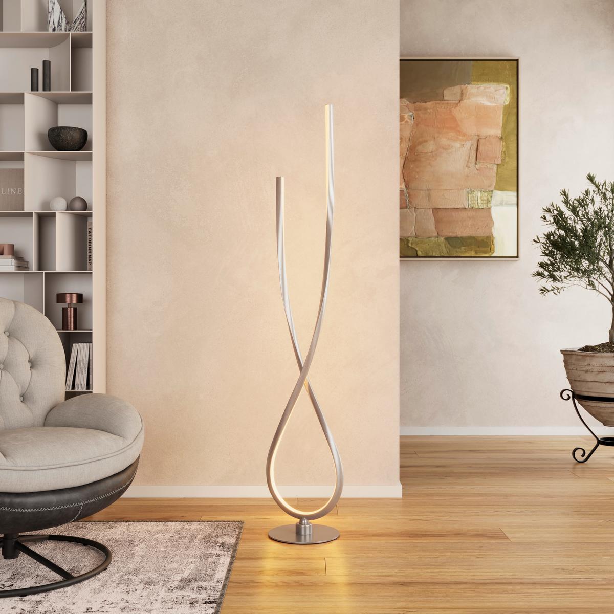LED-STEHLEUCHTE KUI - Champagner/Schwarz, MODERN, Kunststoff/Metall (26l)