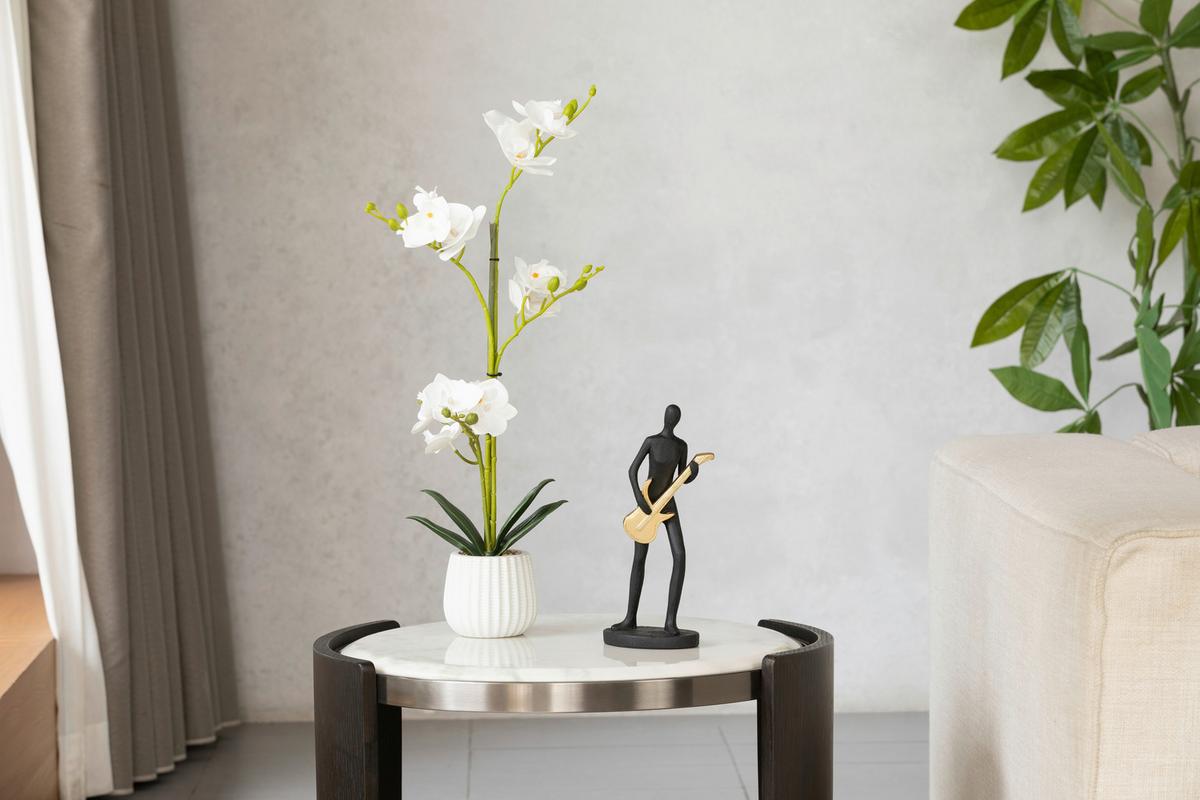Orchidee Marlene - Gelb/Weiß, KONVENTIONELL, Keramik/Papier (9.5/58cm) - Luca Bessoni