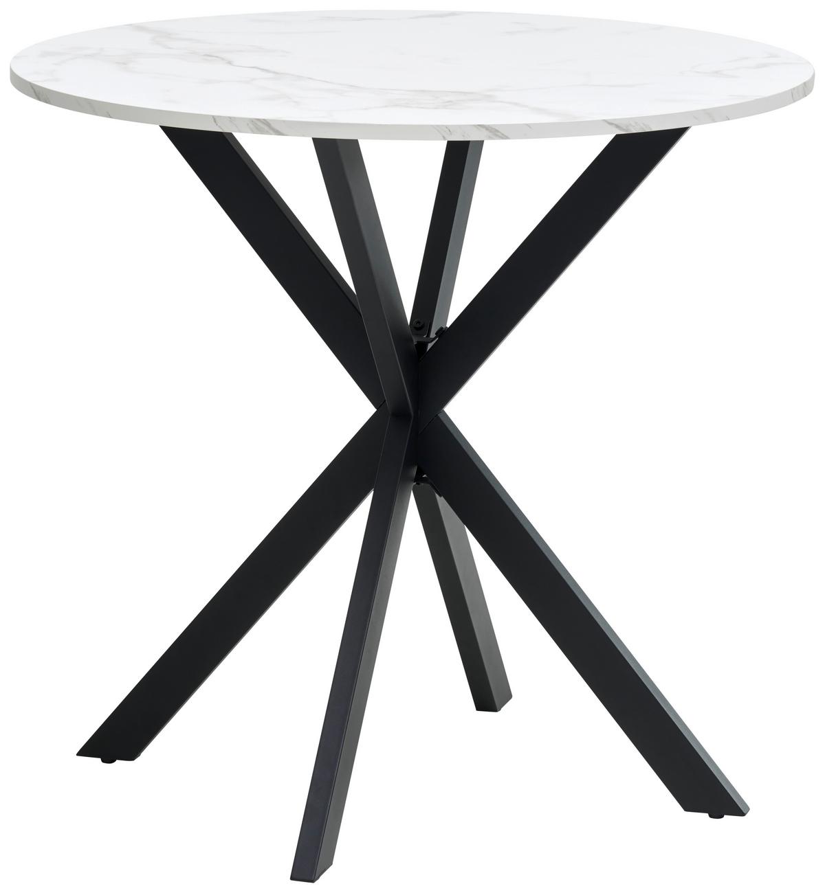 Esstisch Monte - Schwarz/Weiß, MODERN, Holzwerkstoff/Metall (80/80/75cm) - MID.YOU