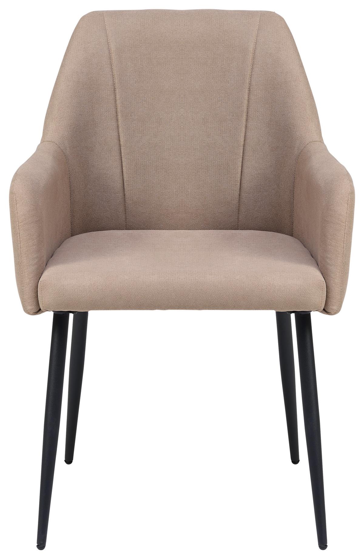 Armlehnstuhl Adelina - Schwarz/Cappuccino, LIFESTYLE, Textil/Metall (56/87/60cm) - MID.YOU