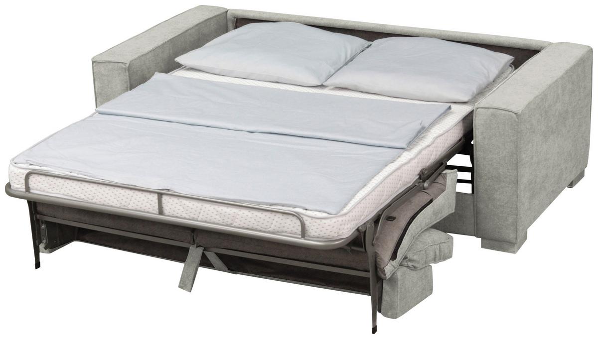 Schlafsofa Texas Hellgrau Webstoff, B: 203 cm - Dunkelbraun/Hellgrau, Design, Textil (203/85/99cm) - MID.YOU