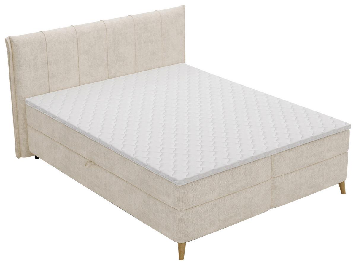 Americká posteľ VELORIA béžová - sivá/prírodná farba, Konventionell, drevo/textil (160/200cm) - Mömax