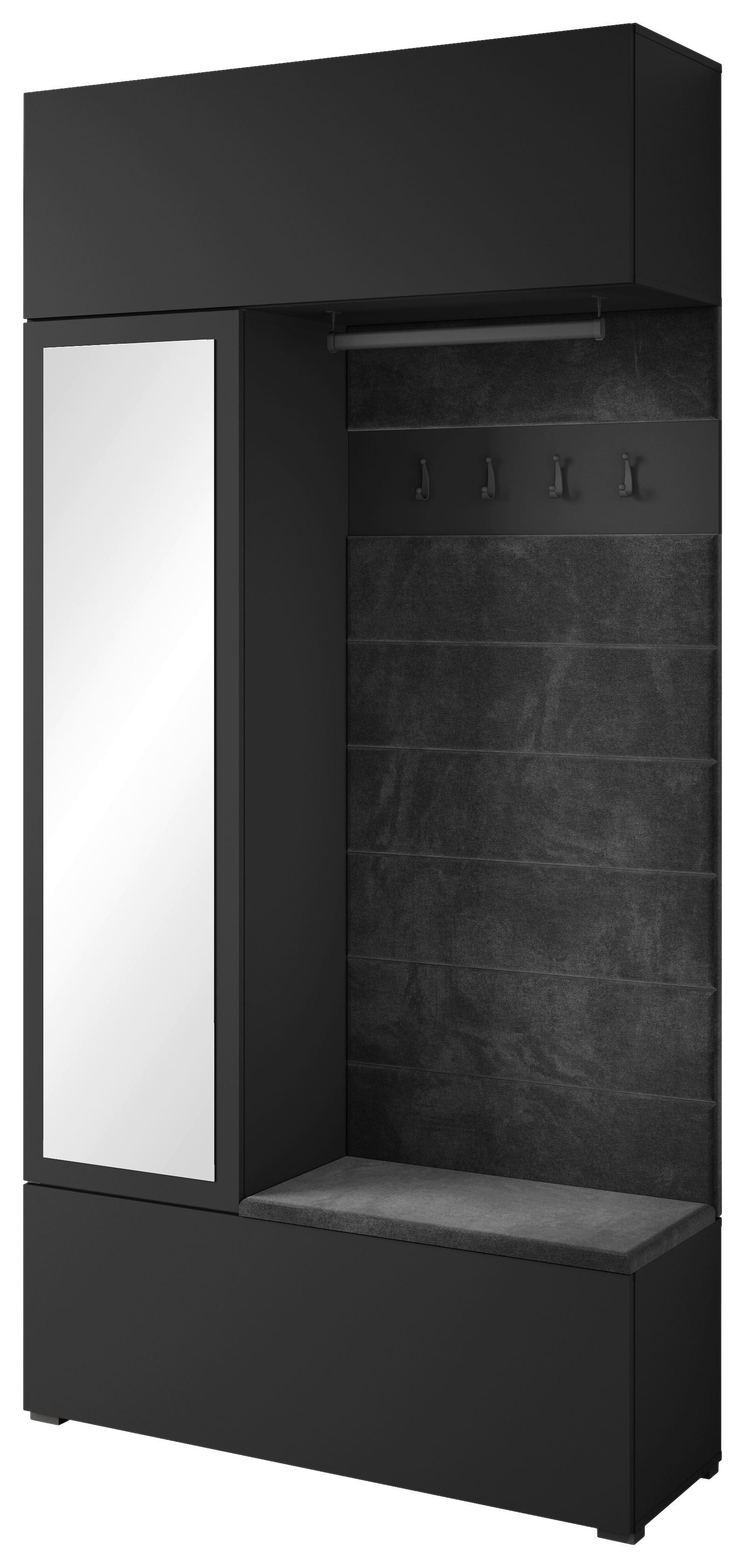Garderobe Tejo Schwarz B: 115 cm - Schwarz, Trend, Holzwerkstoff (115/231,9/37,5cm) - Livetastic