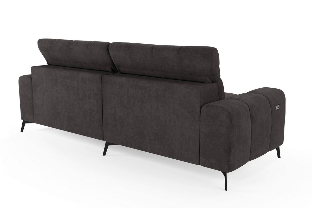Rohová sedačka LAYA, pravá, tmavě hnědá tkanina MEMPHIS - tmavě hnědá, Moderní, textil (250/155cm) - Premium Living