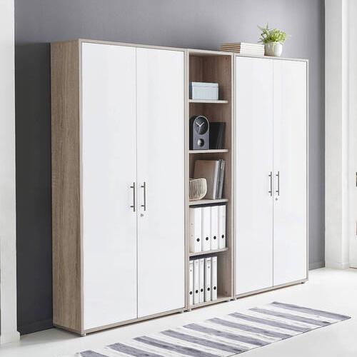 Office Edition B: 213 Cm Sonoma Eiche/weiß - Weiß/Sonoma Eiche, MODERN, Holzwerkstoff (213/186/33cm) - MID.YOU