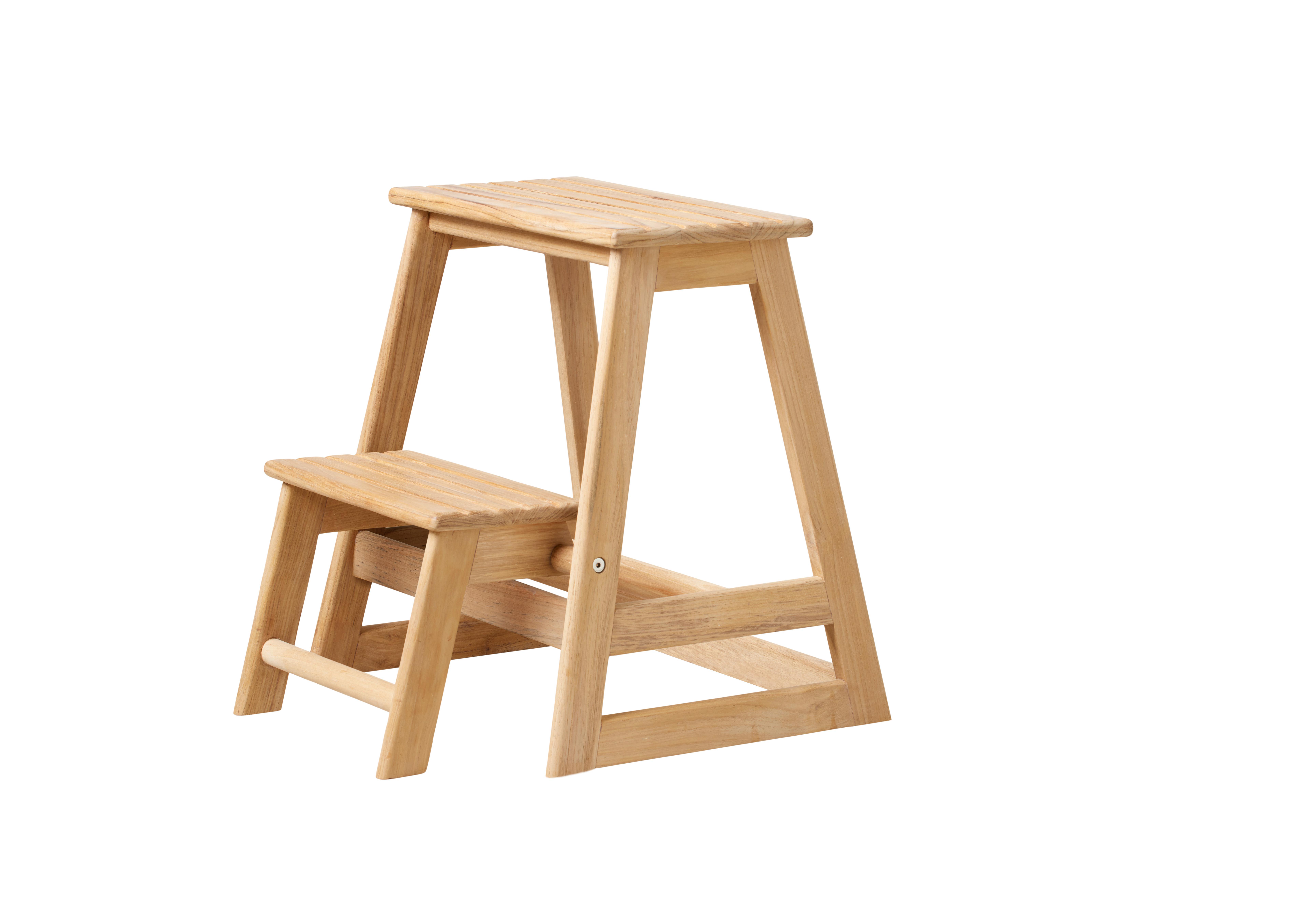 Tritthocker Skala, Natur 45,5x49x38,5 cm - Teakfarben, Natur, Holz (45,5/49/38,5cm) - Gardenson