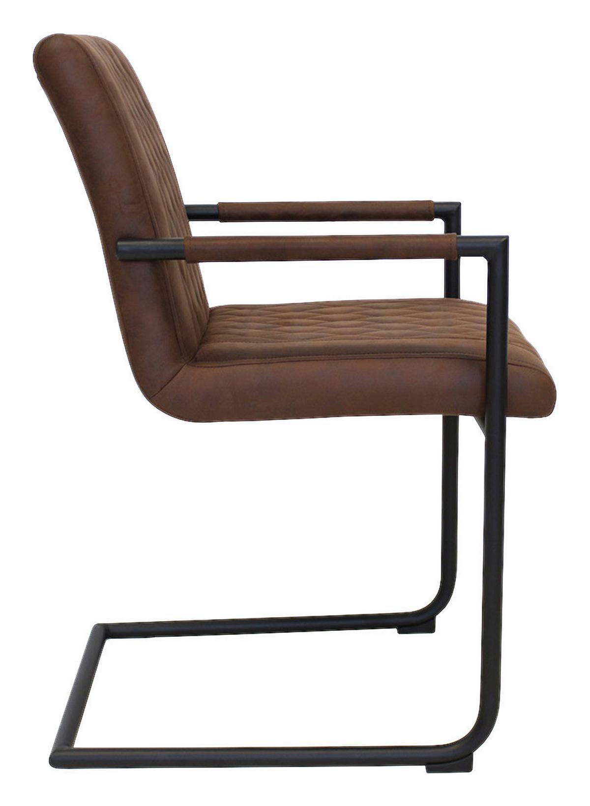 Armlehnstuhl-set Damian - Schwarz/Braun, LIFESTYLE, Textil/Metall (52/88/63cm) - MID.YOU