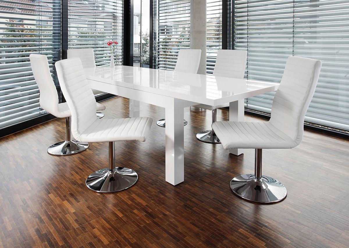 Esstisch Weiß B: 180-260 Cm - Weiß Hochglanz, MODERN, Holzwerkstoff (180-260/90/75cm) - Livetastic