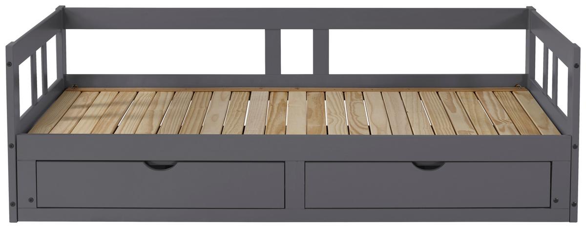 Ausziehbett Lattenrost / Stauraum 90x200 Cm Livio - Anthrazit/Naturfarben, ROMANTIK / LANDHAUS, Holz/Holzwerkstoff (90/200cm) - MID.YOU