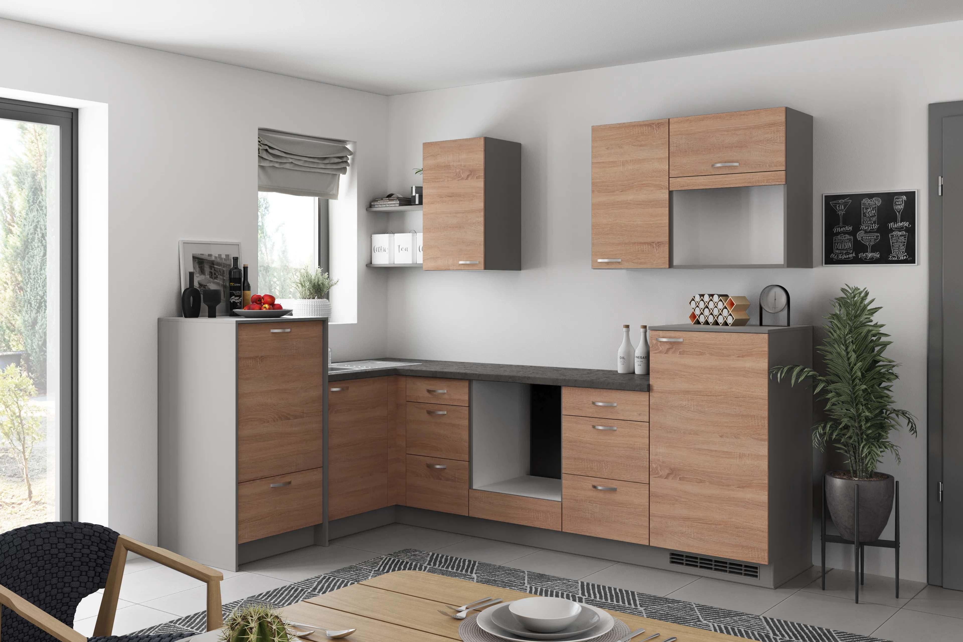 Eckküche Plan - Eichefarben/Anthrazit, MODERN, Holzwerkstoff (178/280cm) - Express