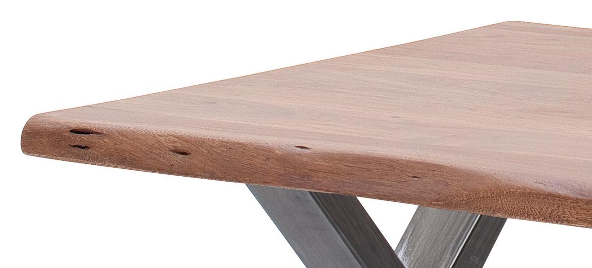 Couchtisch Holz Mit Massiver Tischplatte Cartagena, Akazie - Walnussfarben/Nickelfarben, MODERN, Holz/Metall (75/45/75cm)