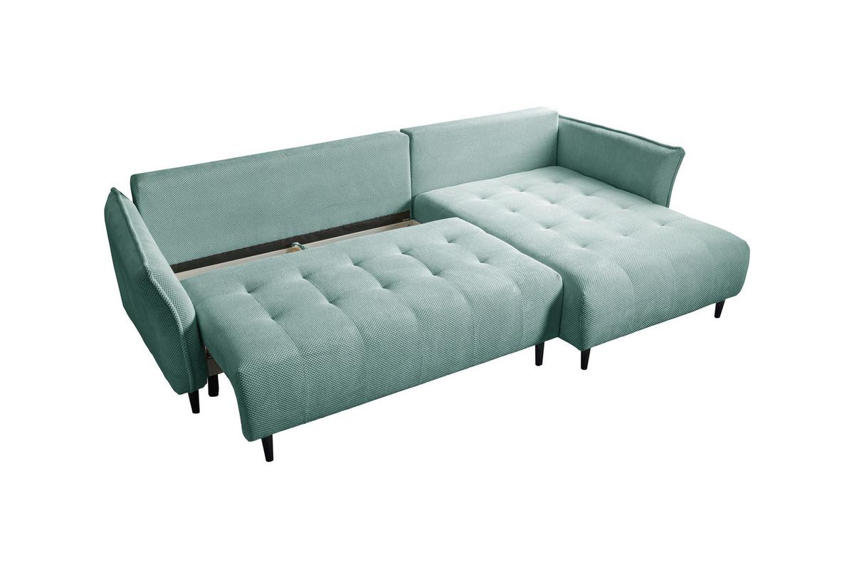 Ecksofa Monte Carlo Mintgrün S: 290x160 Cm - Schwarz/Mintgrün, Trend, Holz/Holzwerkstoff (290/160cm)