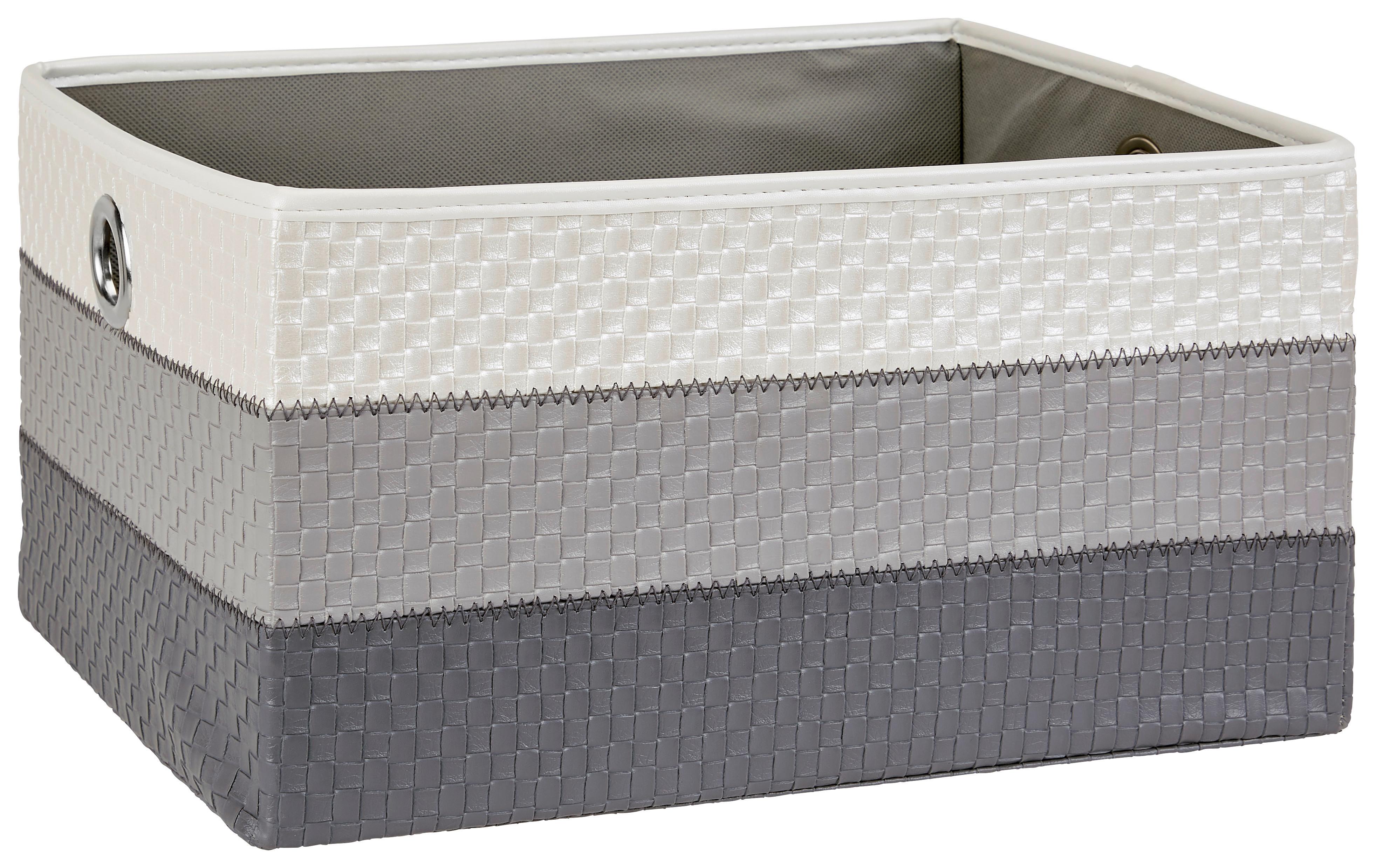 Regalkorb Debby 40x29 cm Weiß/Grau Kunststoff Lederlook - Weiß/Grau, Basics, Textil (40/29/22cm) - Ondega