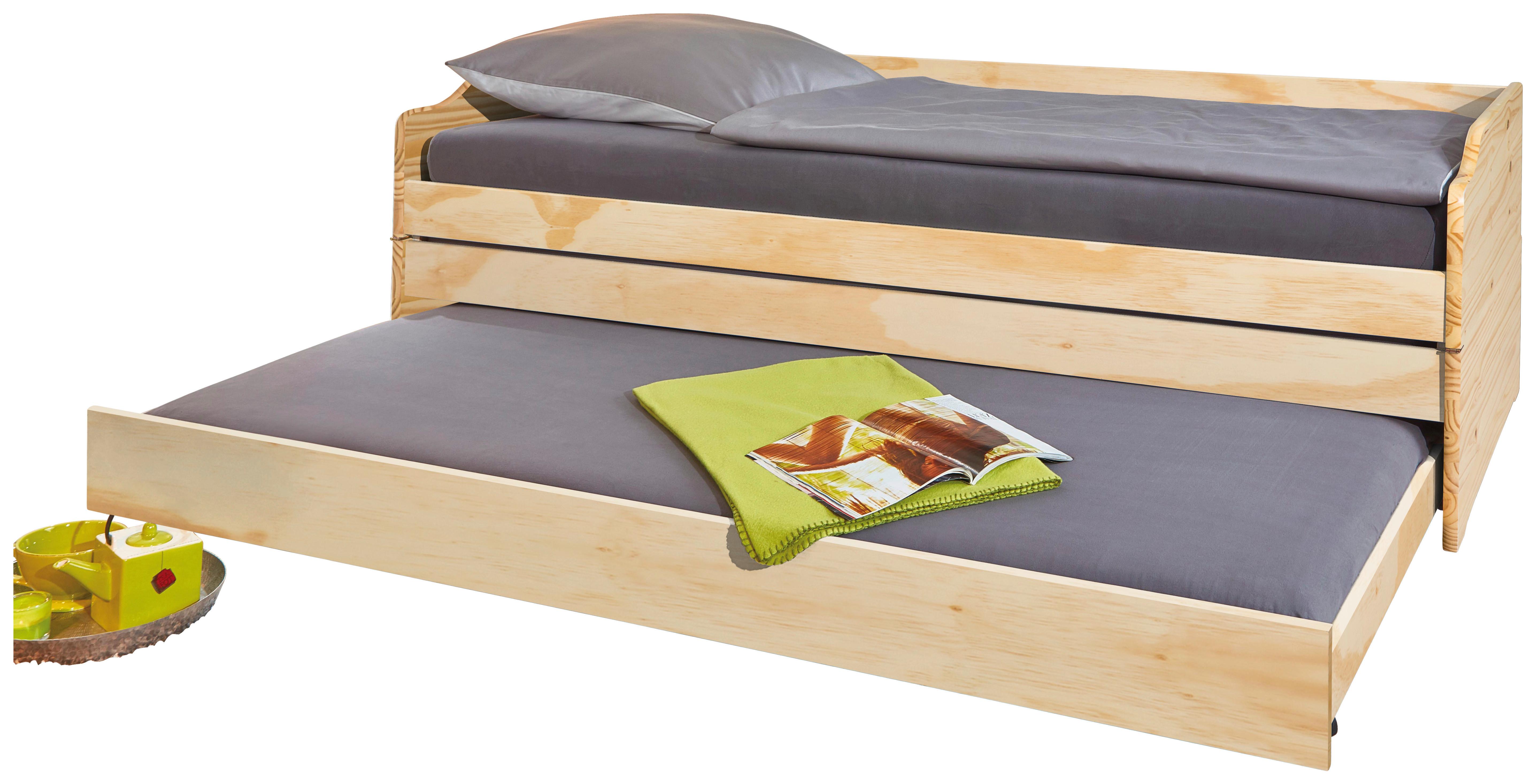 Postel se 3 lůžkami včetně roštů LOTAR - přírodní barvy, Konvenční, dřevo (90/200cm) - MID.YOU