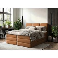 Boxspringbett mit Topper & Bettkasten 180x200 cm Castel - Rostfarben/Schwarz, MODERN, Holz/Holzwerkstoff (180/200cm) - MID.YOU