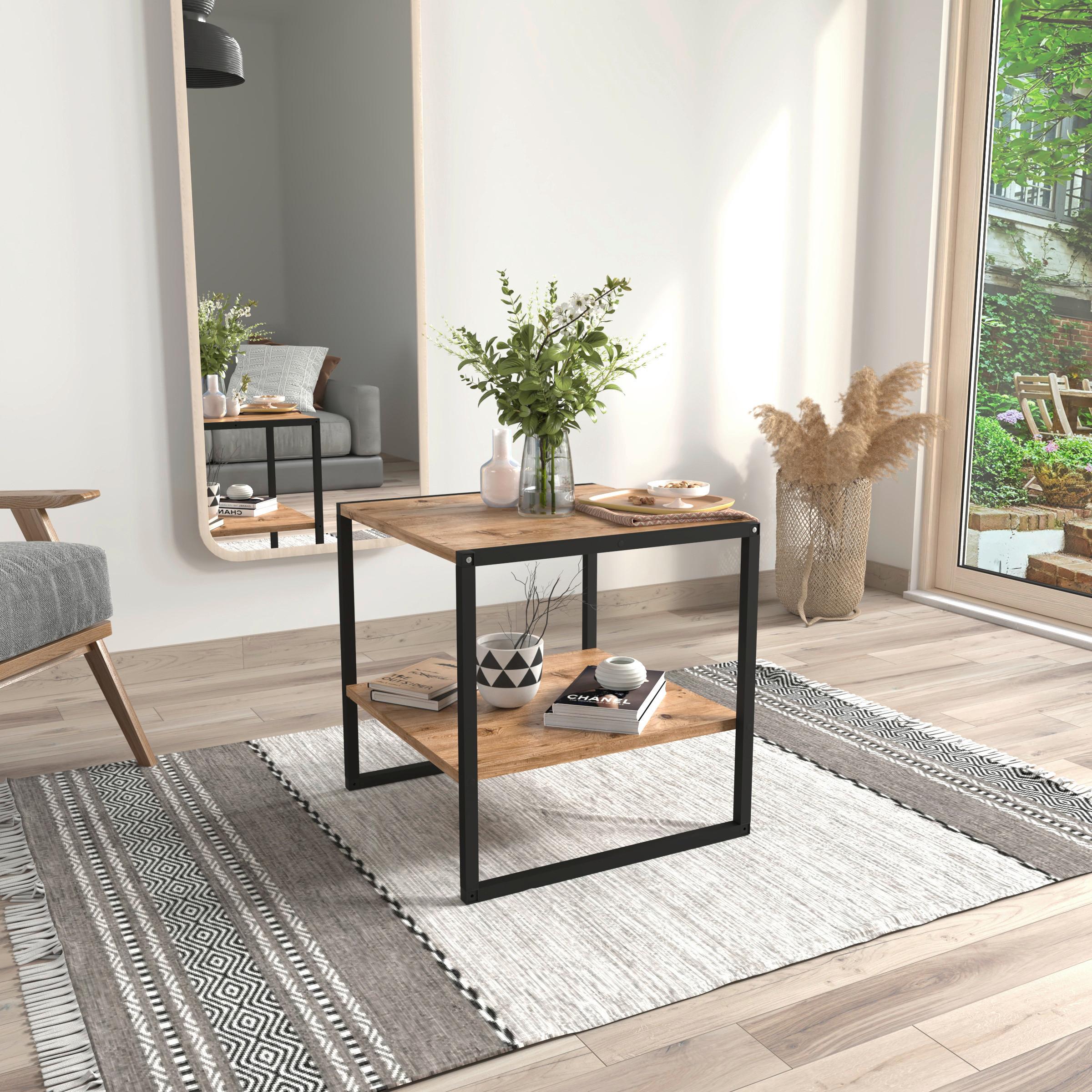 Couchtisch Insasi Honigeiche Dekor Schwarz - Honigeiche/Schwarz, Design, Holzwerkstoff/Metall (50/50/50cm) - MID.YOU
