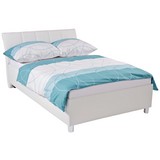 Polsterbett Columbia 140x200 Weiß - Chromfarben/Weiß, KONVENTIONELL, Holzwerkstoff/Textil (140/200cm)