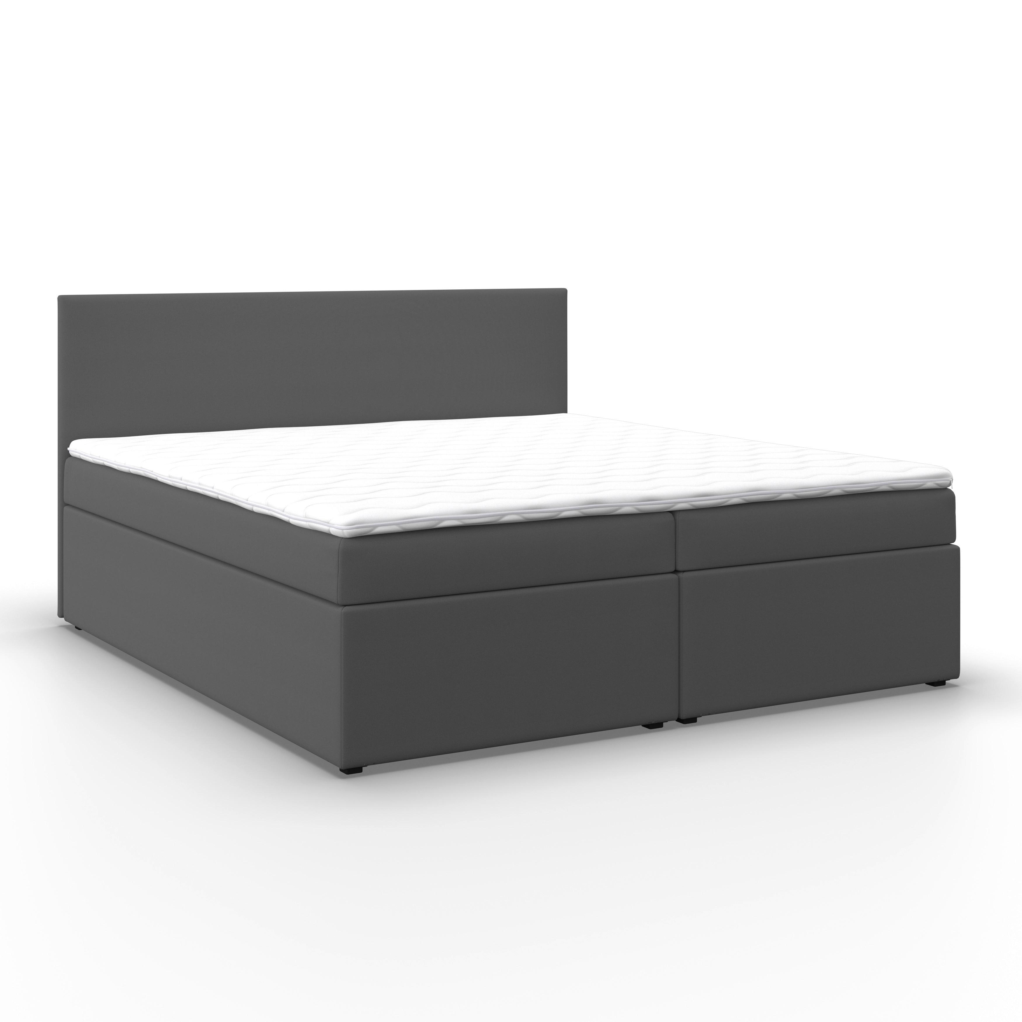 Boxspringová postel LUCY 180x200, šedá - šedá/antracitová, Moderní, dřevo/kompozitní dřevo (180/200cm) - Bessagi Home