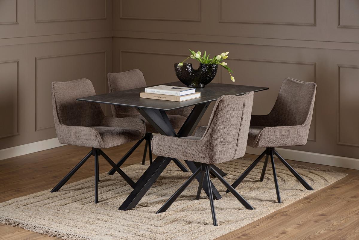 STOLIČKA EDDIE - hnedá/čierna, Trend, kov/textil (59/81/56cm) - MID.YOU