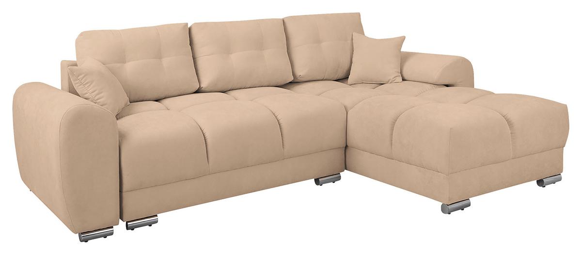 Ecksofa Azzuro Beige S: 256x175 cm - Beige/Silberfarben, Design, Textil (256/175cm) - Livetastic