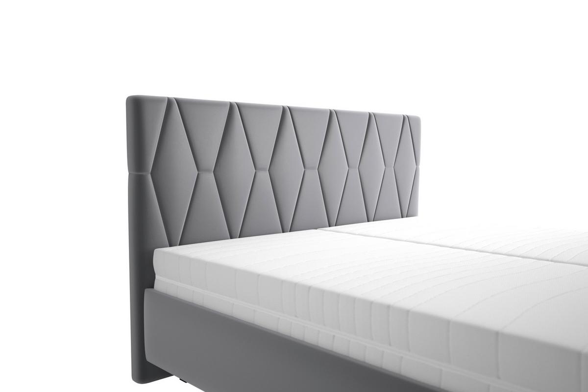 Čalúnená posteľ ATESSA 180x200 cm, sivá - sivá/prírodná farba, Modern, drevo/textil (180/200cm)