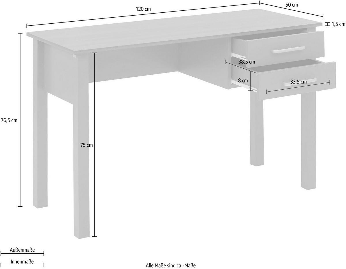 Schreibtisch Marion Grau 120 cm - Grau, Design, Holzwerkstoff (120/77/50cm) - MID.YOU