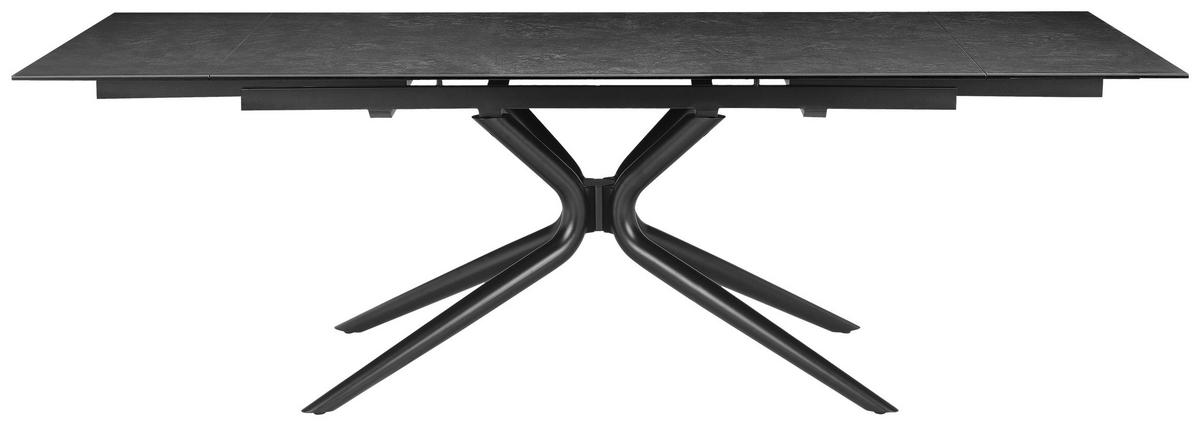 Esstisch Liana Grau/Schwarz L: 160-240 cm - Schwarz/Grau, MODERN, Glas/Keramik (160-240/90/76cm) - P & B