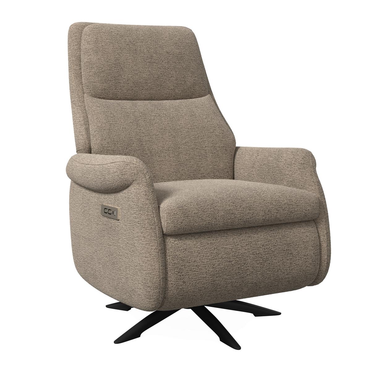 Relaxační křeslo ALICE, hnědé buklé, max. 140 kg - černá/hnědá, Moderní, kov/dřevo (76/110/94cm) - Bessagi Home