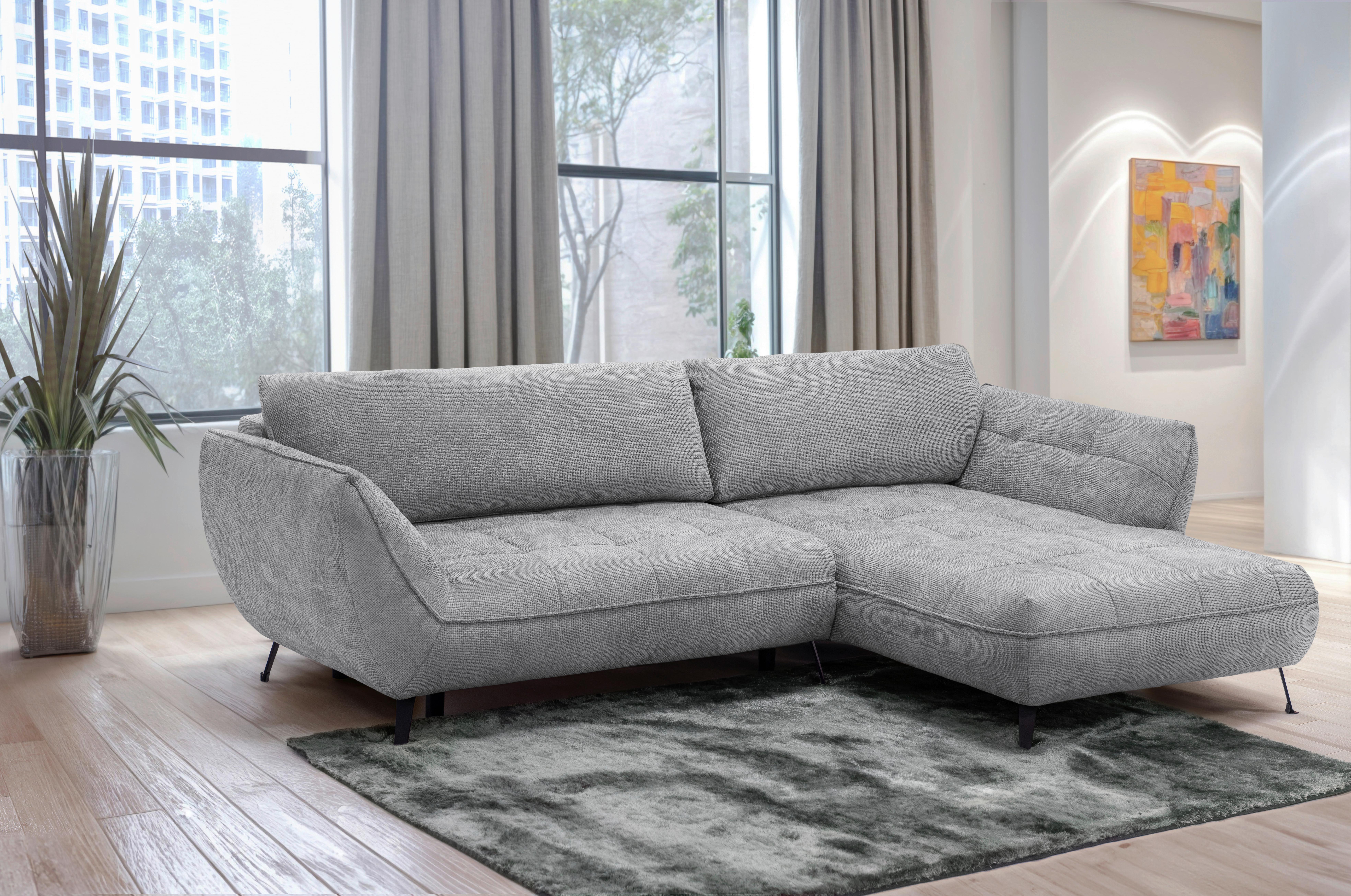 Ecksofa Samoa Grau S: 282x187 cm - Schwarz/Grau, Design, Textil (282/187cm) - Livetastic
